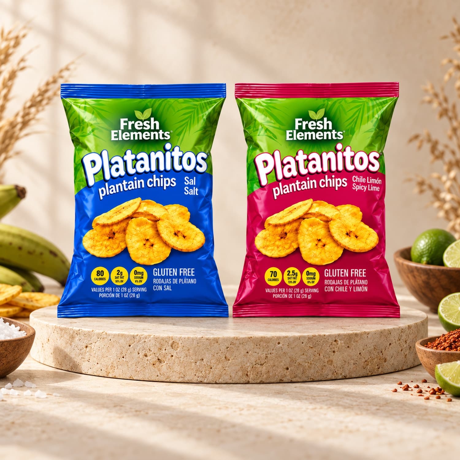 Fresh Elements Platanitos plantain chips, salt and chile limón